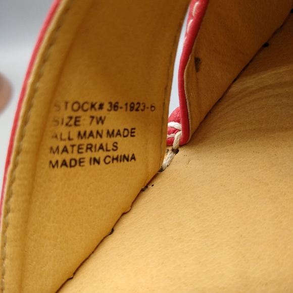 Comfortview Red Faux Leather Mules Buckle Knot Stitching 7W Vintage - Picture 3 of 12